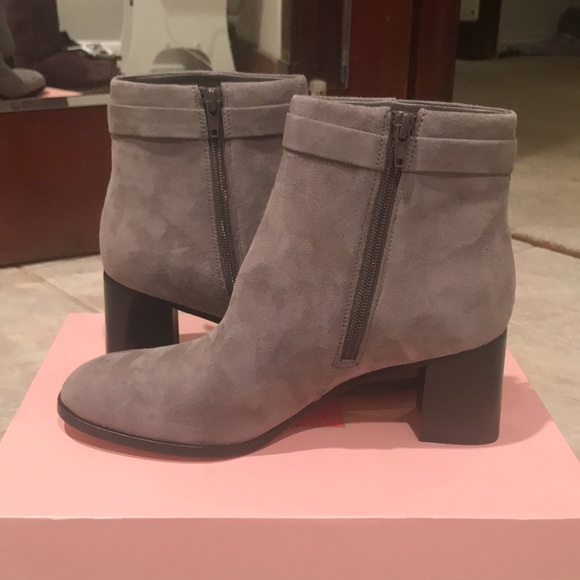 Kate Spade! Madelaine Hare Grey Strap Heeled Suede Booties NWT/NIB! - Picture 8 of 16